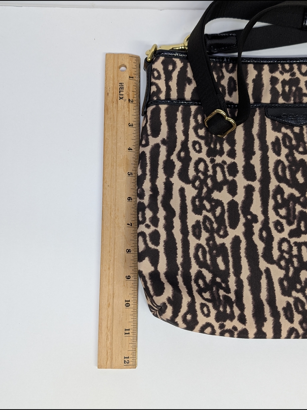 Coach Ocelot Animal Print Black / Beige Adjustable Crossbody Bag Purse F31686 - Picture 8 of 9